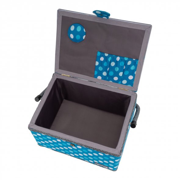Semplix Nähkorb Polka Dots petrol/türkis (L/30,5 x 22,5 x 19 cm)