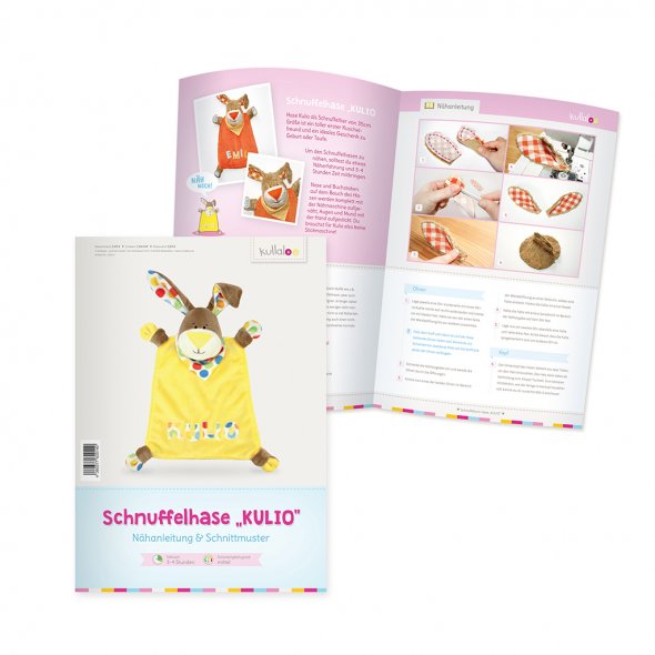 Kullaloo Materialset Schnuffeltuch Hase Kulio (beige/ rosa/ gepunktet)