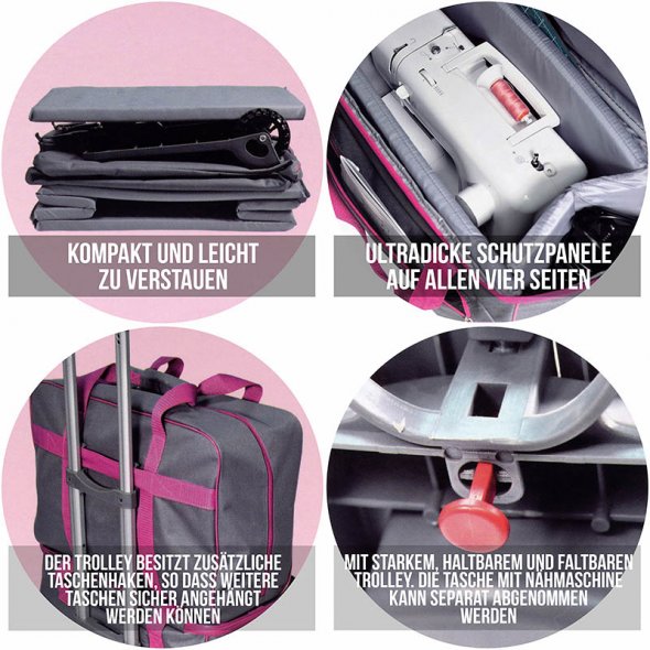Hemline Nähmaschinen-Trolley M (anthrazit/ magenta)