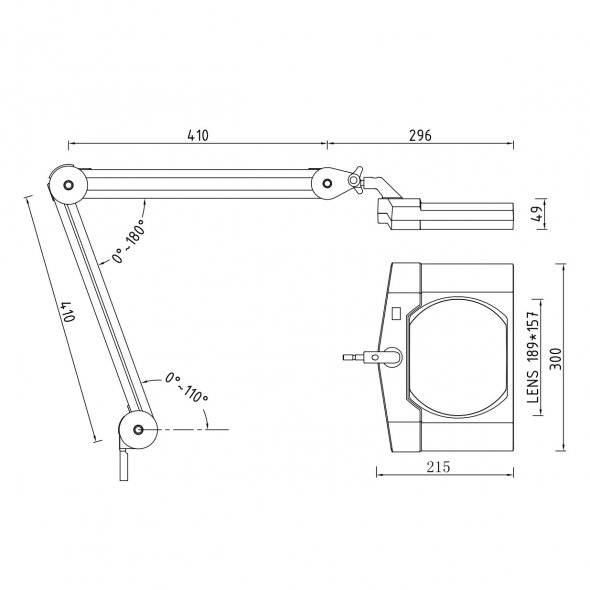 Semplix LED Lupen-Lampe 3D ESD-Protection schwarz (Linse 189 mm x 157 mm)