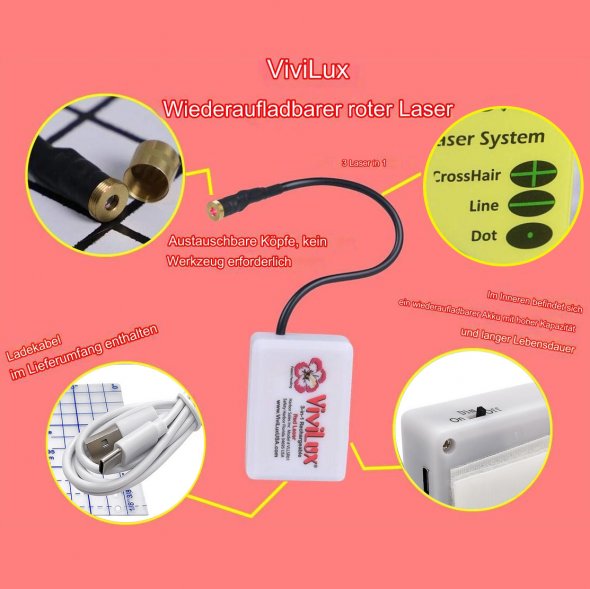 Vivilux 3-in-1 Laser System (USB / grün) zum Nähen und Basteln