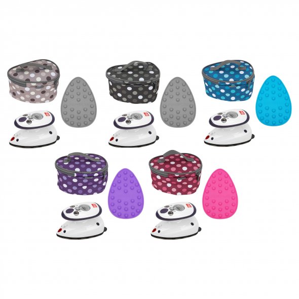 Semplix Mini-Dampfbügeleisen-Set Polka Dots berry/pink