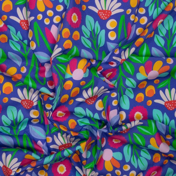 Baumwoll-Stoff Popeline Bunte Blumen by Karina+Kind