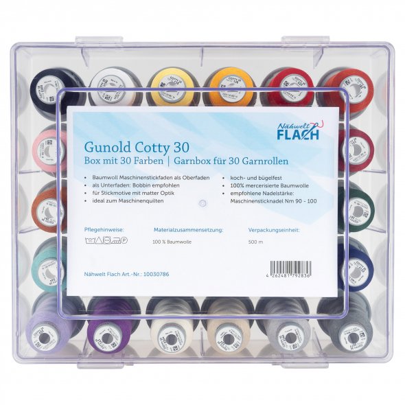 Nähwelt Flach Cotty 30 Acryl-Garnbox (gefüllt mit 30 Farben / 500 m)