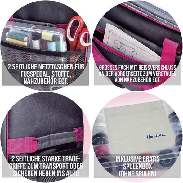Hemline Nähmaschinen-Trolley M (anthrazit/ magenta)