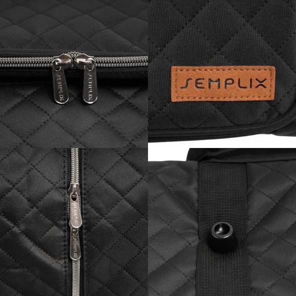 Semplix Overlocktasche Quilting (schwarz/ Reißverschluss silber)
