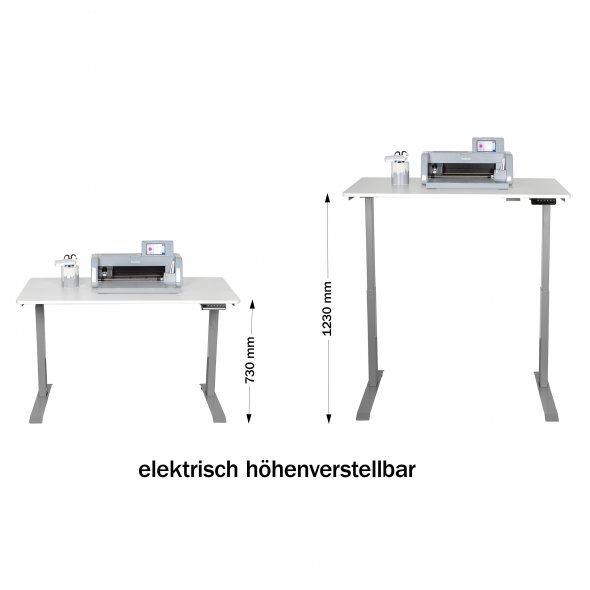 Semplix Hobby- und Arbeitstisch, Nähtisch elektrisch höhenverstellbar (weiß/ weiß)