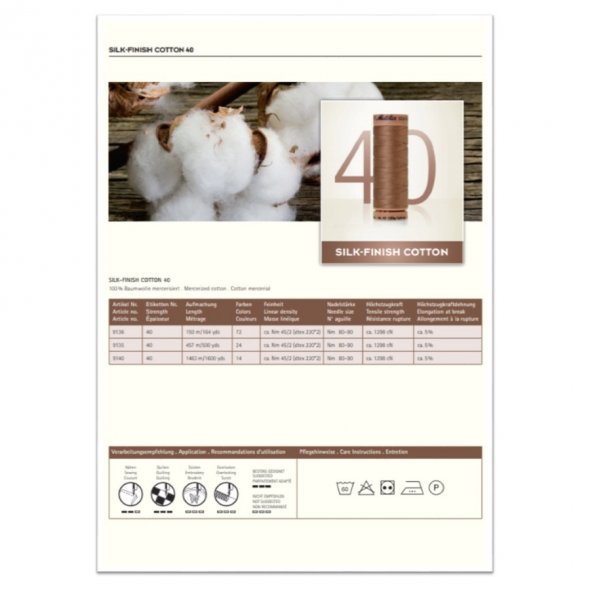 Amann Mettler Silk-Finish Cotton Farbkarte (gewickelt/ echte Fäden)