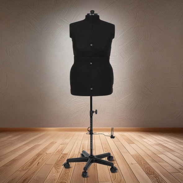Schneiderpuppe/Schneiderbüste Supa Fit "L" mit Rollen (verstellbar / schwarz)