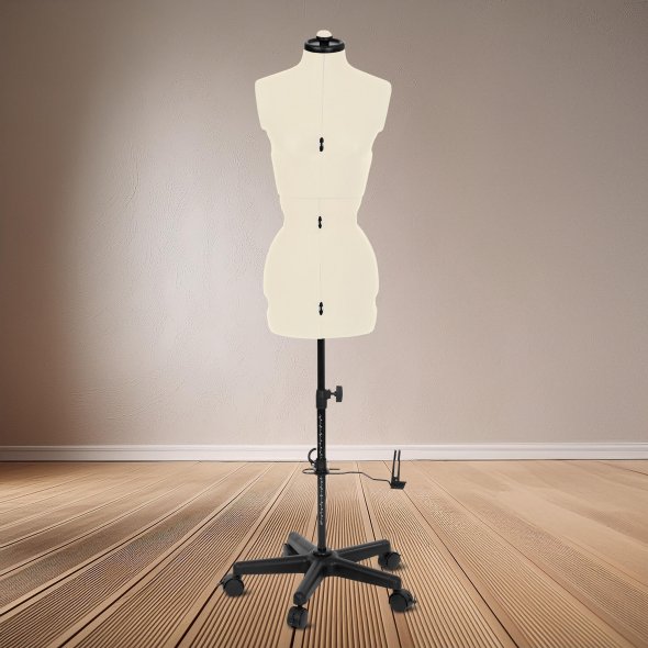 Schneiderpuppe/Schneiderbüste Supa Fit "S" mit Rollen (verstellbar / beige)