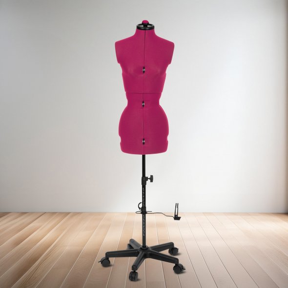 Schneiderpuppe/Schneiderbüste Supa Fit "S" mit Rollen (verstellbar / pink)