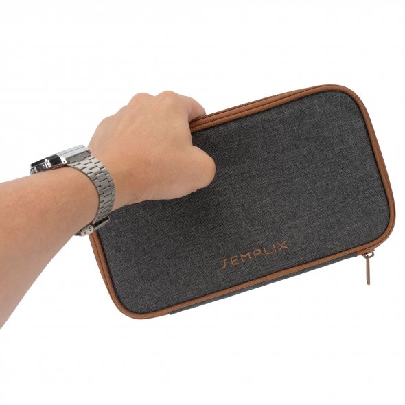 Semplix Aufbewahrungstasche mit Scheren-Set und Ölstift anthrazit/braun