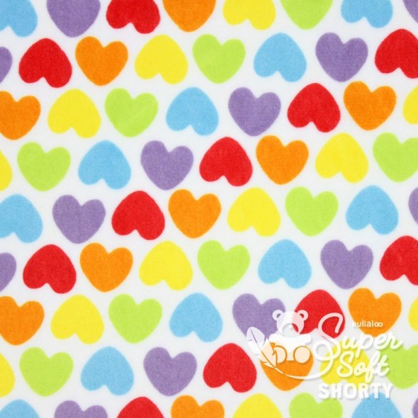 Kullaloo Plüsch SHORTY Rainbow Love Hearts (Meterware / 1,5 mm Florlänge / SuperSoft / Stoff): 1,0m