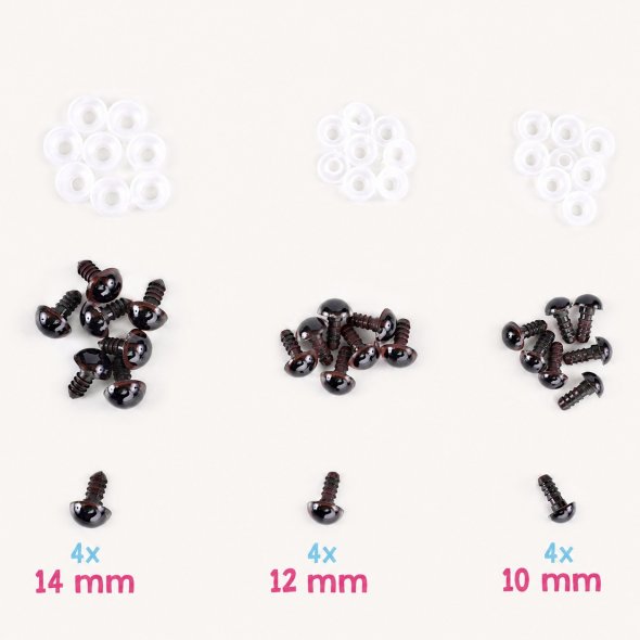 Go Handmade Sicherheitsaugen Set braun (Ø 10-14 mm / Mix mit 12 Paar)