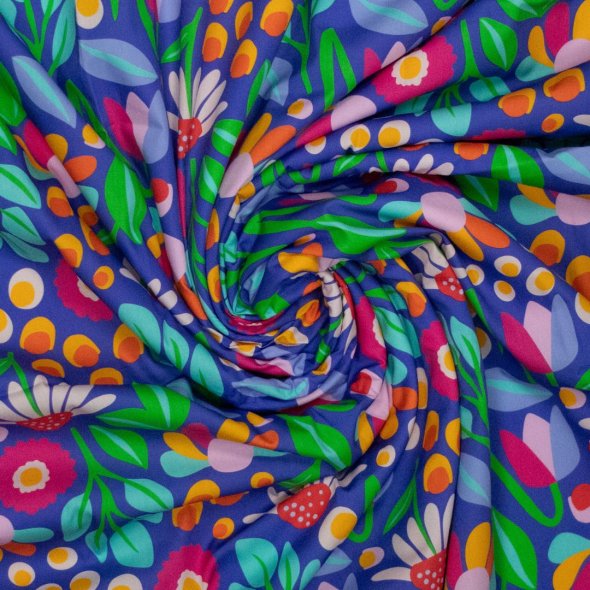 Baumwoll-Stoff Popeline Bunte Blumen by Karina+Kind