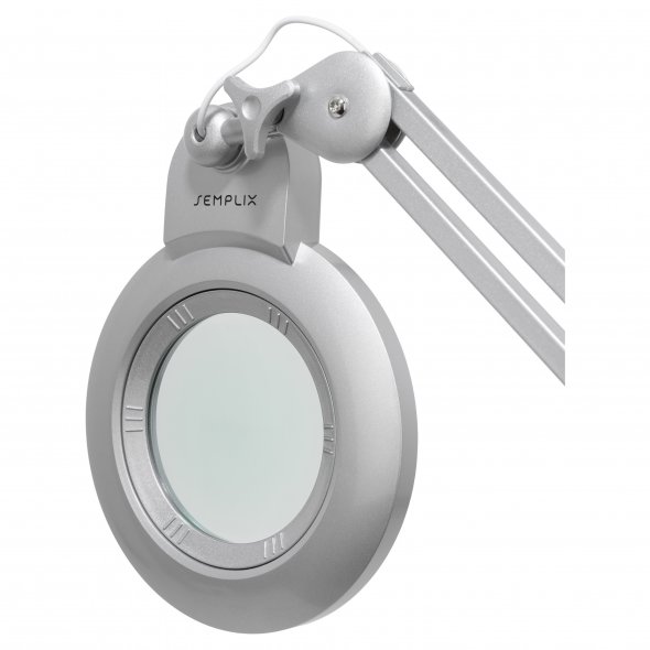 Semplix LED Lupen-Tischlampe silber (60 PCS LED/ 3D Linse/ dimmbar/ Tischklemme)