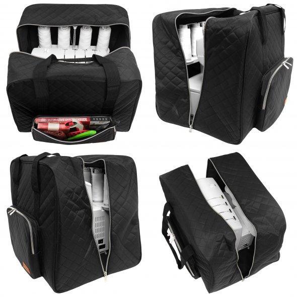 Semplix Overlocktasche Quilting (schwarz/ Reißverschluss silber)