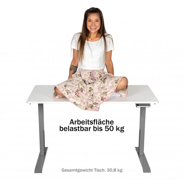 Semplix Hobby- und Arbeitstisch, Nähtisch elektrisch höhenverstellbar (weiß/ weiß)