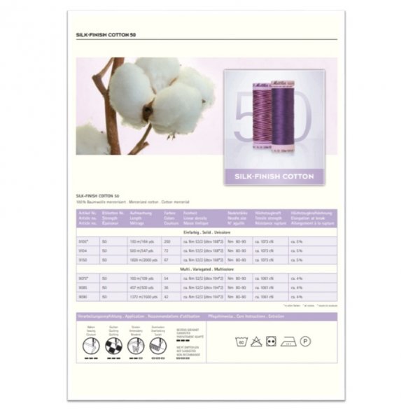 Amann Mettler Silk-Finish Cotton Farbkarte (gewickelt/ echte Fäden)