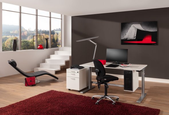 E-TABLE X-office Schreibtisch Homeoffice Kabelöffn./ höhenverst. 60.17.11