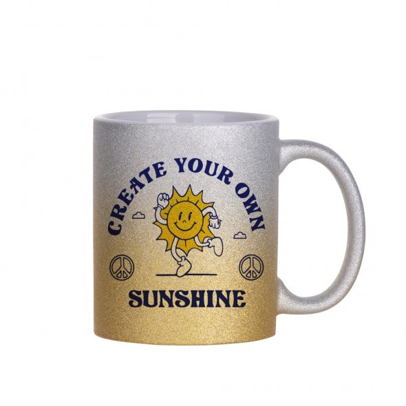 Sublimations-Tasse Glitter mit Farbverlauf (330 ml / bicolor)