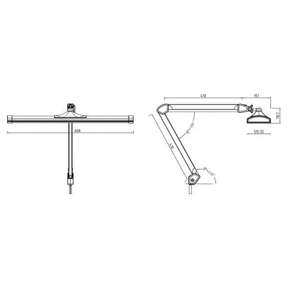 Semplix LED Arbeits-Tischlampe weiß (540 LED/ dimmbar/ Tischklemme)