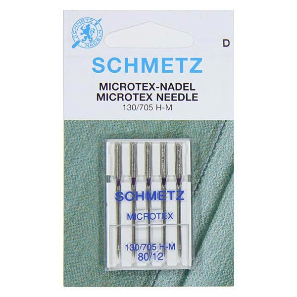 5 Schmetz Microtex-Nadeln Stärke 80 für Nähmaschinen 