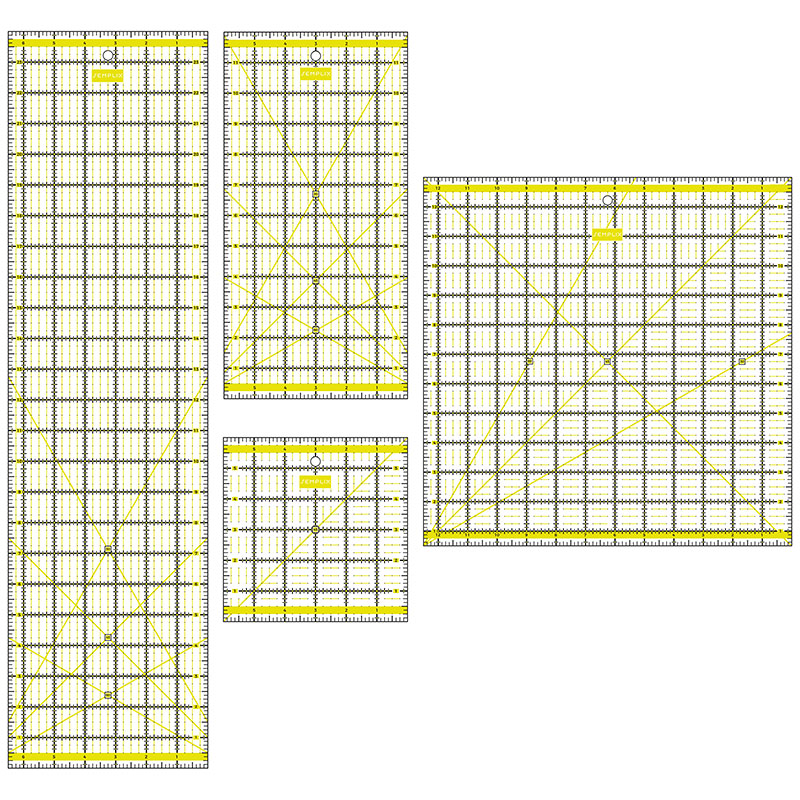 mit cm-Skala und Winkelfunktionen SEMPLIX Patchwork-Lineal Quilt-Lineal ideal für Patchwork und zum Basteln 30 x 15 cm transparent pink