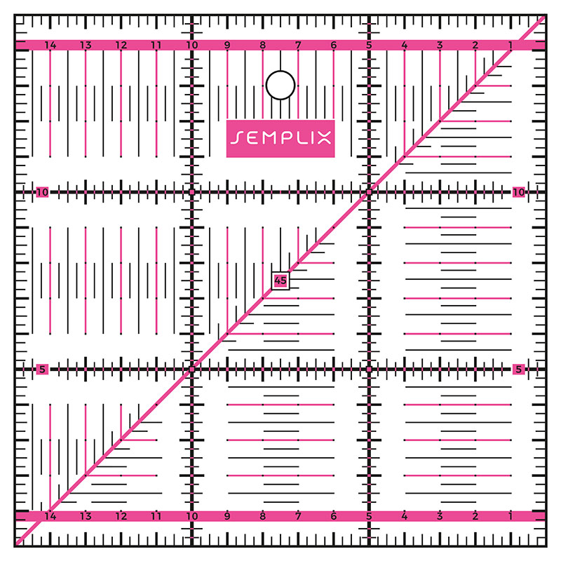 Semplix Patchwork-Quiltlineal (15 x 15 cm/ 2,5 mm dick/ pink) | Nähwelt