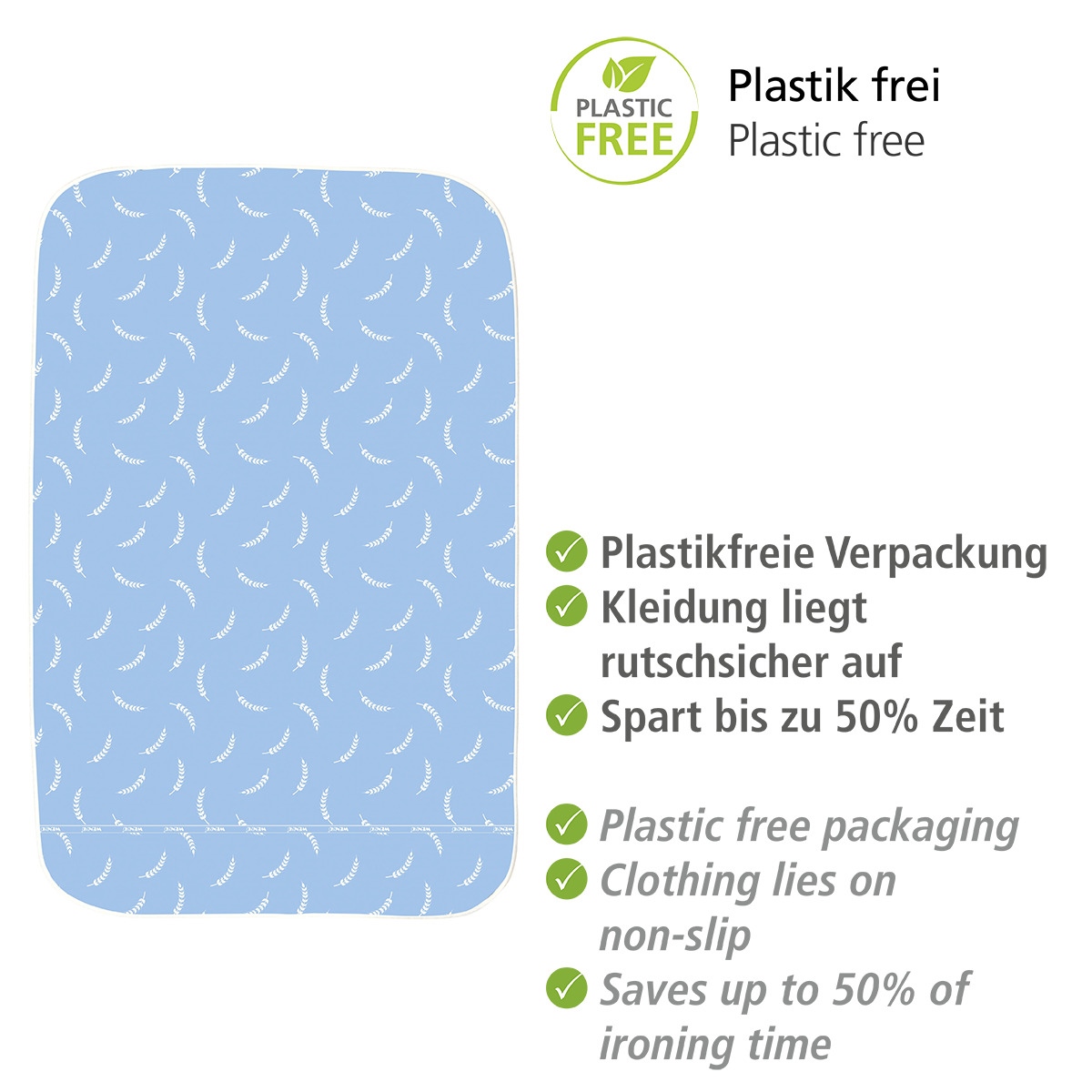 Wenko Bügeldecke AIR Comfort (130 x 65 cm/ blau/ weiß) | Nähwelt Flach | Wäschezubehör